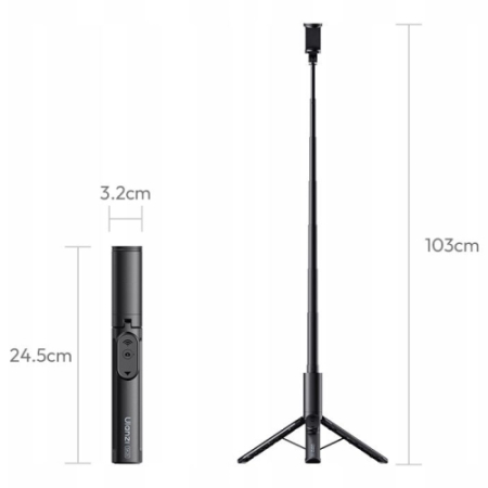 Ulanzi SK26 Phone Clamp Version (S015) - mini statyw i selfie stick z uchwytem do smartfona - wymiary